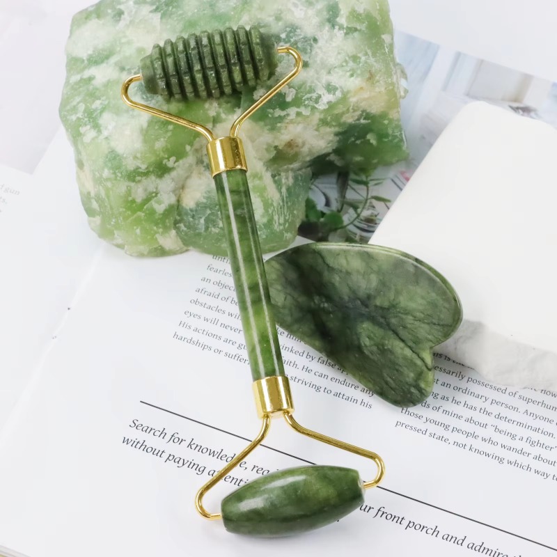 Jade Roller Gua Sha - Set de Rodillo de Jade y