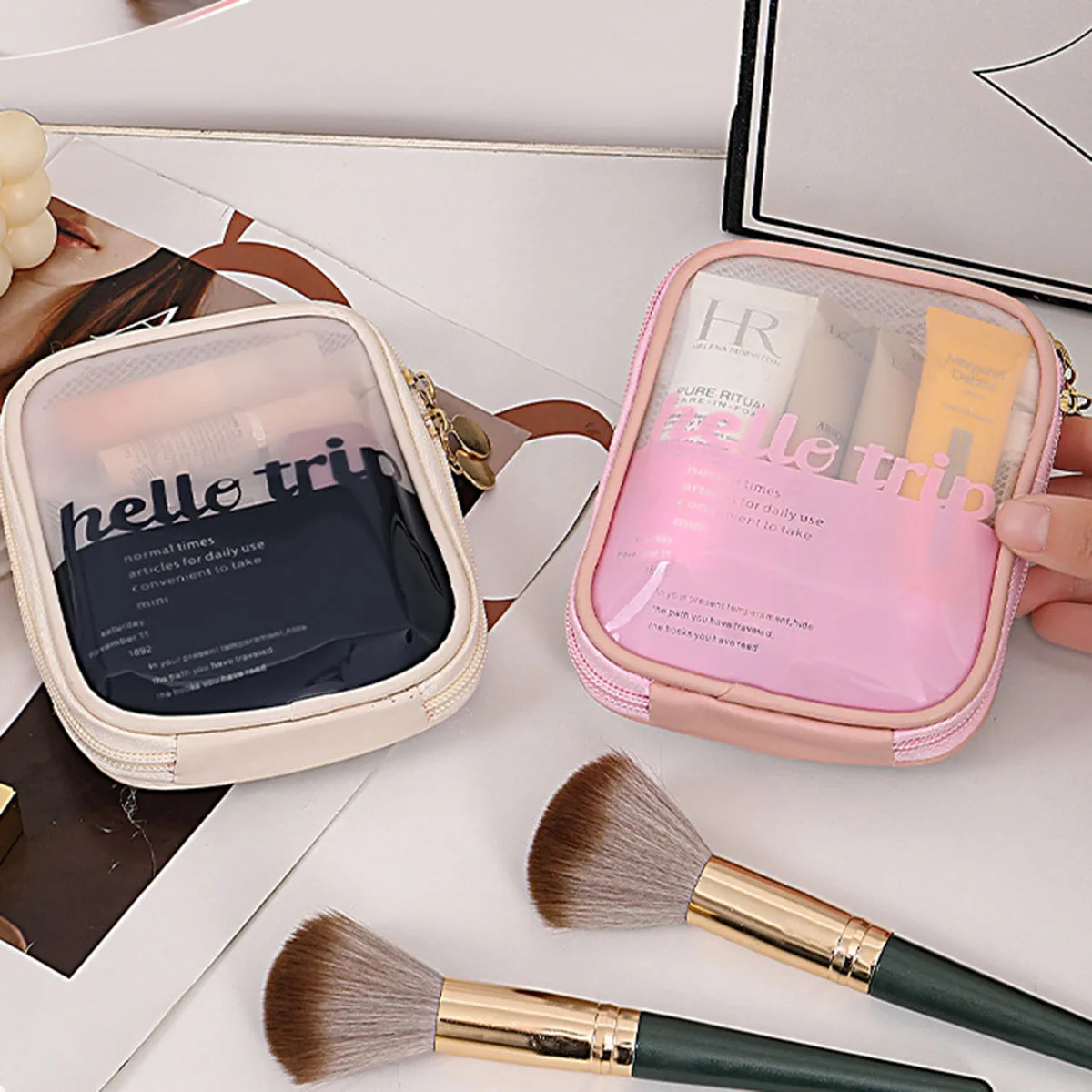 Beauty Makeup Lipstick - Bolsa de Maquillaje Transparente y Portátil,